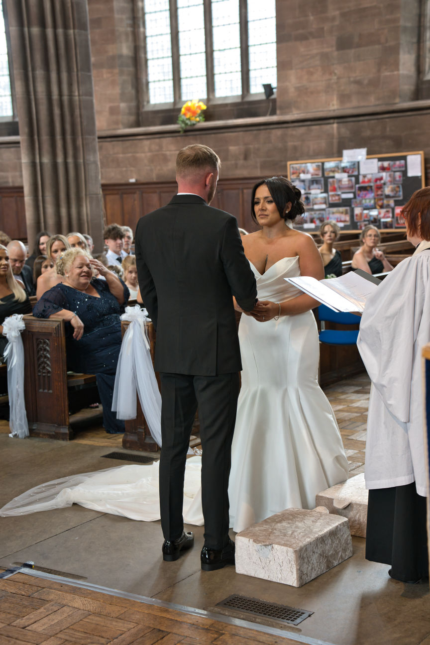 A bride and groom exchange vow’s at St George's Church in London Road, Stockport